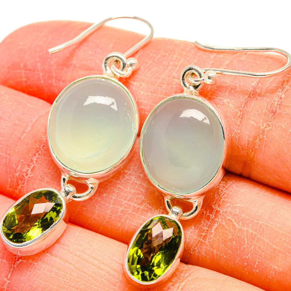 Aqua Chalcedony Earrings handcrafted by Ana Silver Co - EARR424549