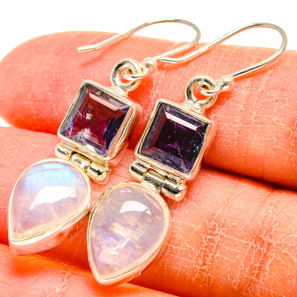 Rainbow Moonstone Earrings handcrafted by Ana Silver Co - EARR424557