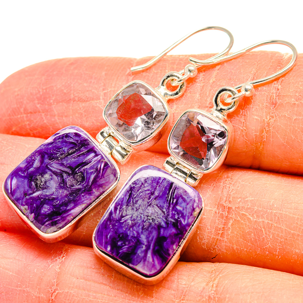 Charoite Earrings handcrafted by Ana Silver Co - EARR424562