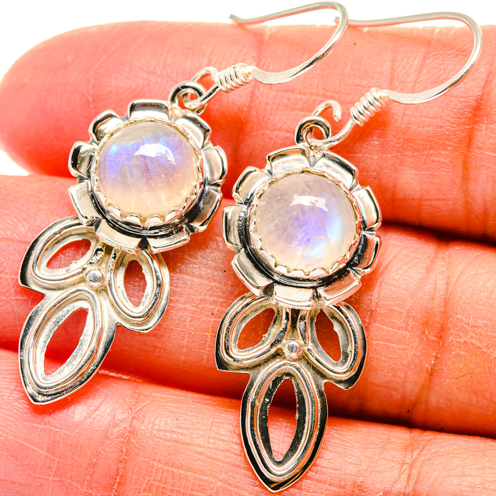 Rainbow Moonstone Earrings handcrafted by Ana Silver Co - EARR424577