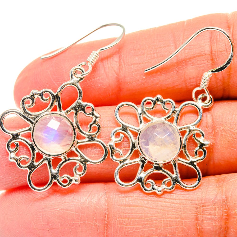 Rainbow Moonstone Earrings handcrafted by Ana Silver Co - EARR424579