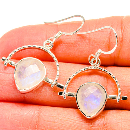 Rainbow Moonstone Earrings handcrafted by Ana Silver Co - EARR424586