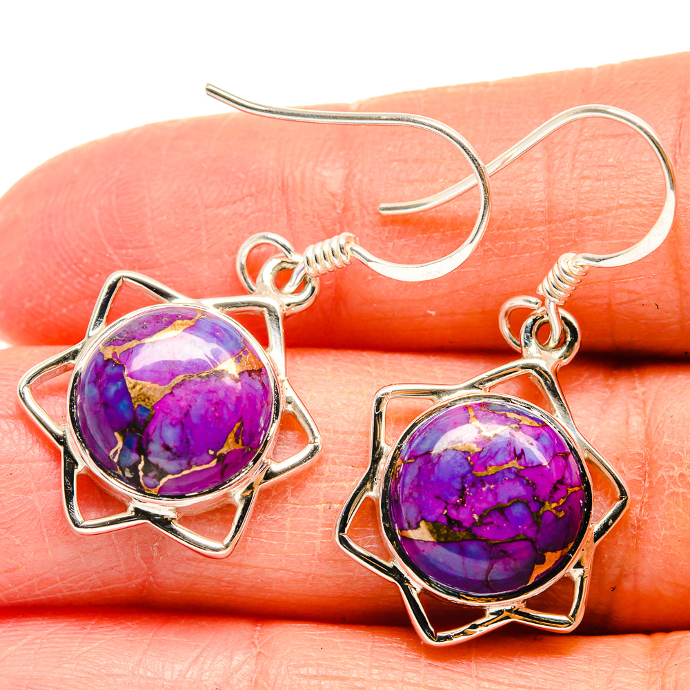Purple Copper Composite Turquoise Earrings handcrafted by Ana Silver Co - EARR424589