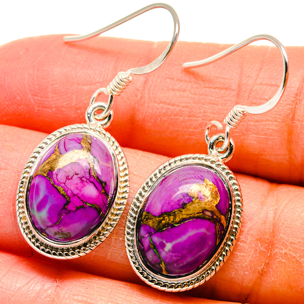 Purple Copper Composite Turquoise Earrings handcrafted by Ana Silver Co - EARR424593