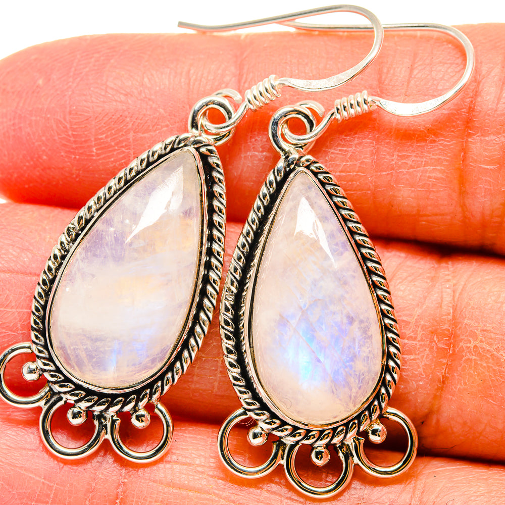 Rainbow Moonstone Earrings handcrafted by Ana Silver Co - EARR424609