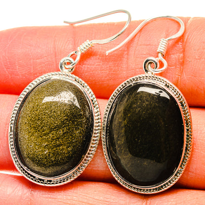 Gold Sheen Obsidian Earrings handcrafted by Ana Silver Co - EARR424613