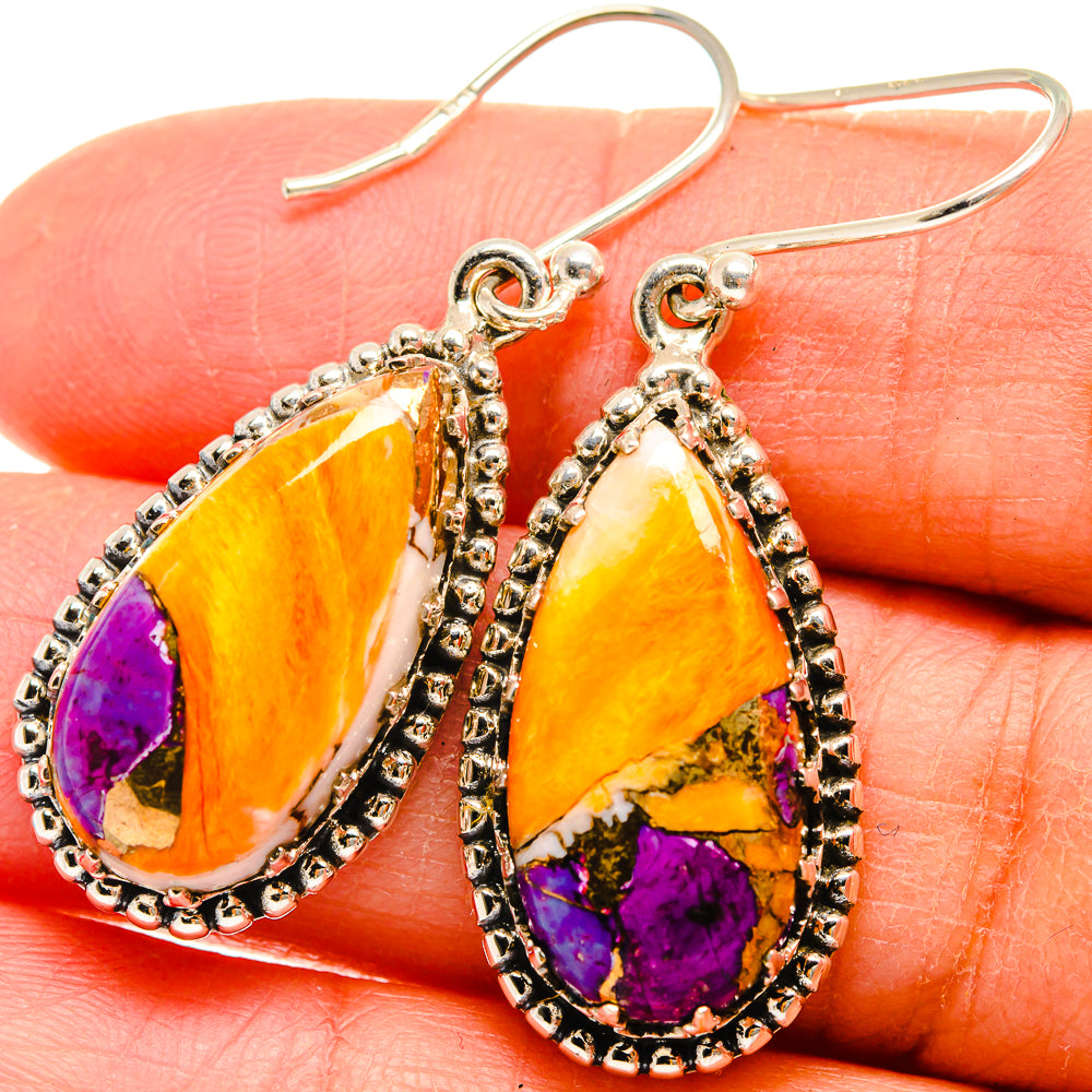 Spiny Oyster Turquoise Earrings handcrafted by Ana Silver Co - EARR424623