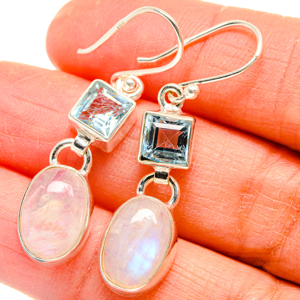 Rainbow Moonstone Earrings handcrafted by Ana Silver Co - EARR424626