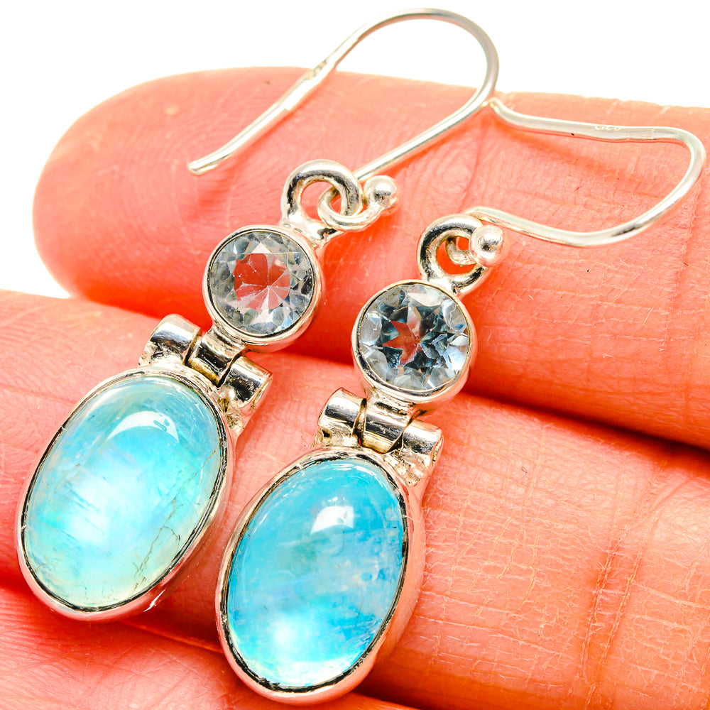 Rainbow Moonstone Earrings handcrafted by Ana Silver Co - EARR424627