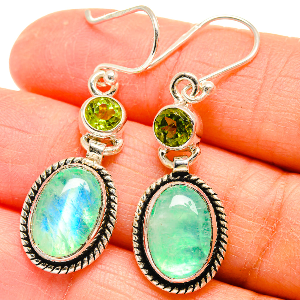 Green Moonstone Earrings handcrafted by Ana Silver Co - EARR424630