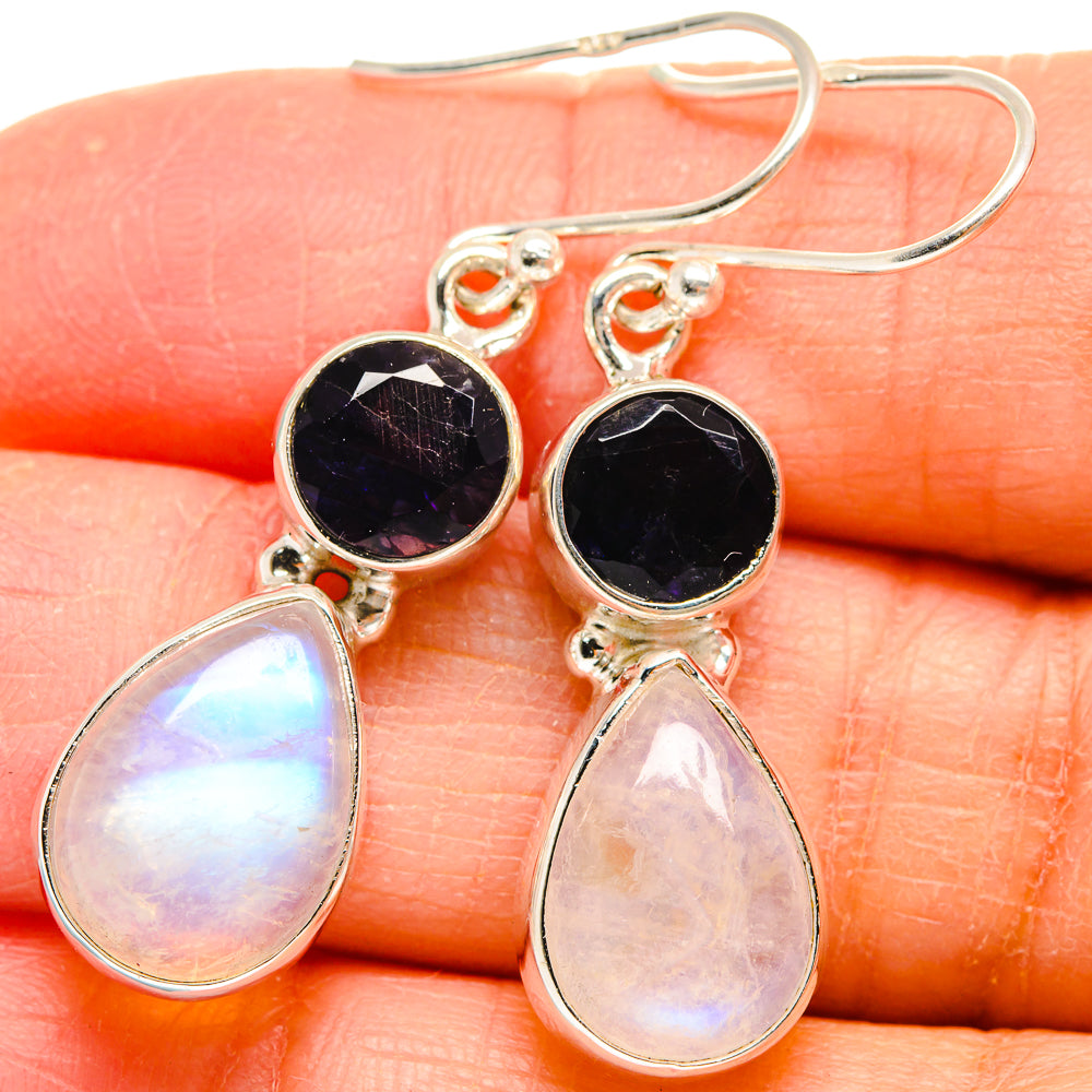 Rainbow Moonstone Earrings handcrafted by Ana Silver Co - EARR424632