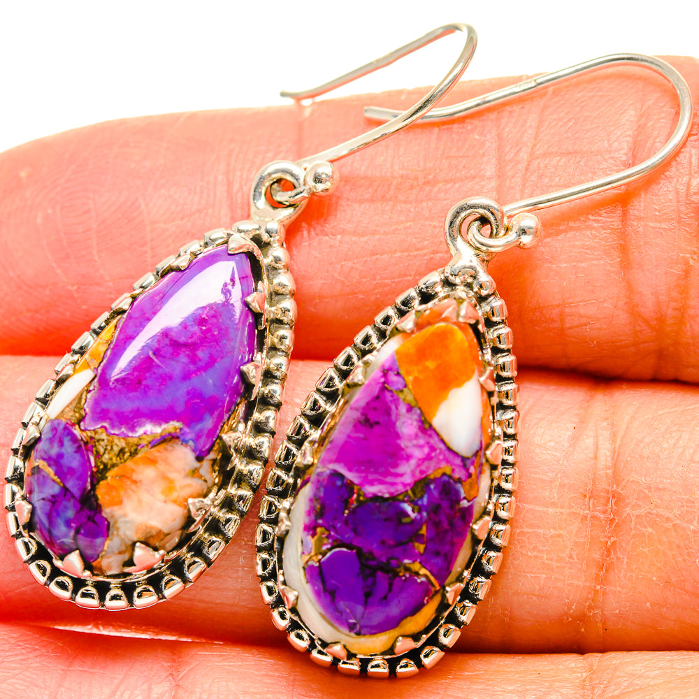 Spiny Oyster Turquoise Earrings handcrafted by Ana Silver Co - EARR424641