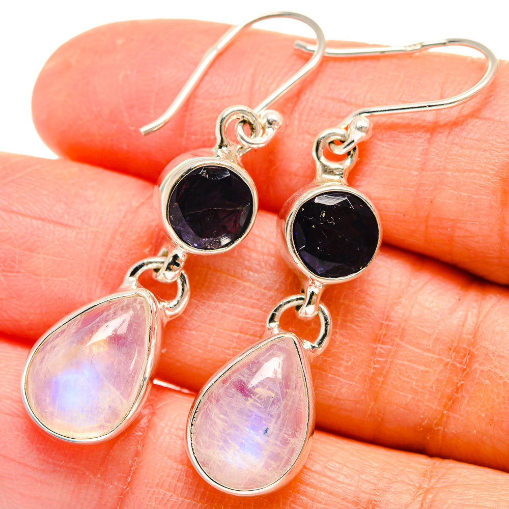 Rainbow Moonstone Earrings handcrafted by Ana Silver Co - EARR424647
