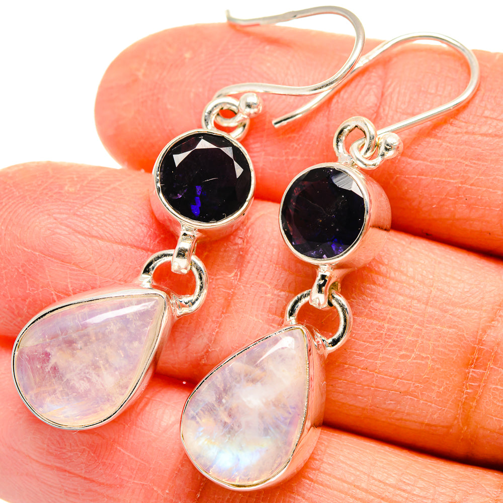 Rainbow Moonstone Earrings handcrafted by Ana Silver Co - EARR424655