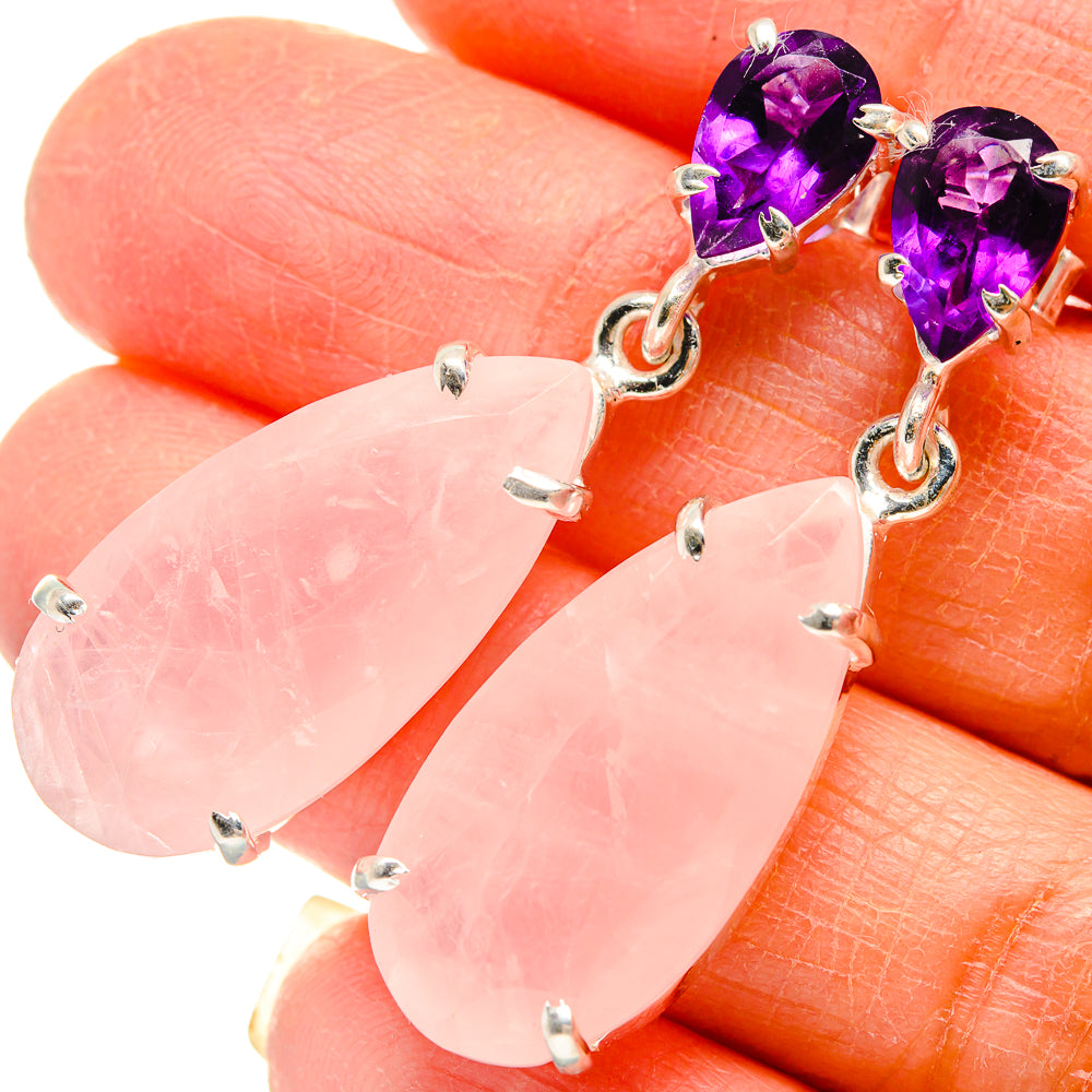 Rose Quartz Earrings handcrafted by Ana Silver Co - EARR424656