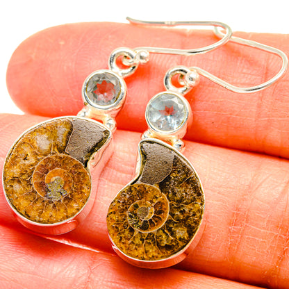 Ammonite Fossil Earrings handcrafted by Ana Silver Co - EARR424661