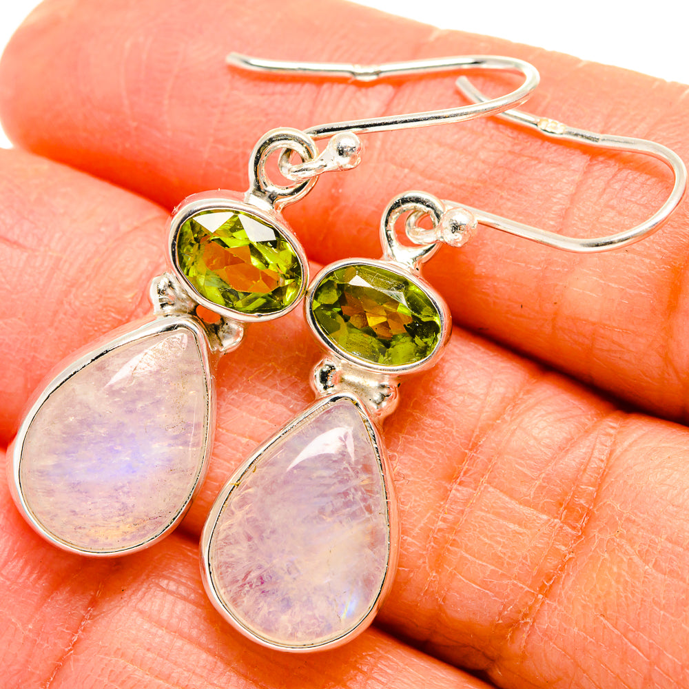 Rainbow Moonstone Earrings handcrafted by Ana Silver Co - EARR424665