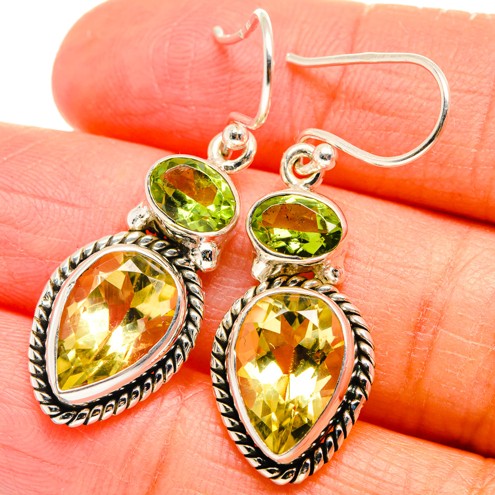Citrine, Peridot Earrings handcrafted by Ana Silver Co - EARR424671