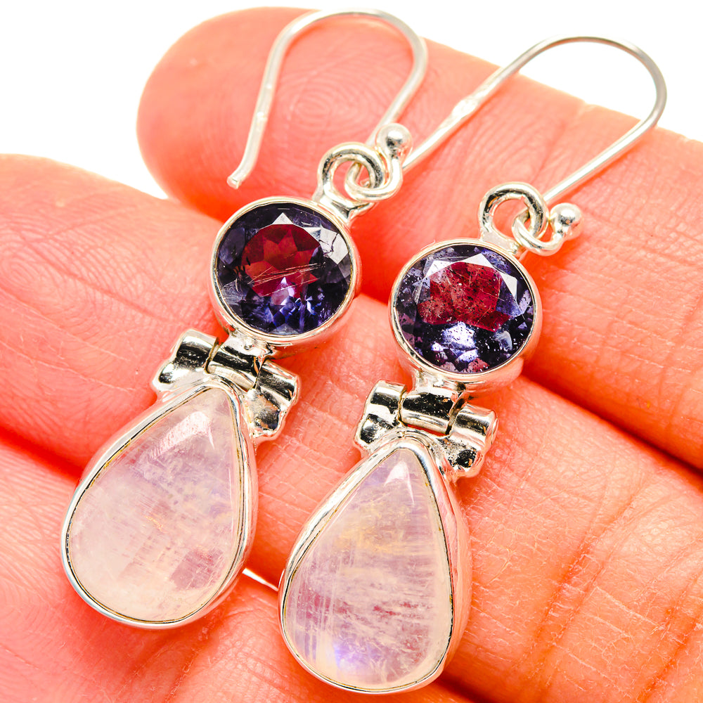 Rainbow Moonstone, Tanzanite Earrings handcrafted by Ana Silver Co - EARR424672