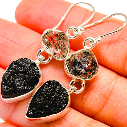 Tektite, Herkimer Diamond Earrings handcrafted by Ana Silver Co - EARR424673