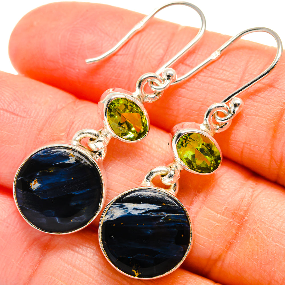 Pietersite, Peridot Earrings handcrafted by Ana Silver Co - EARR424681