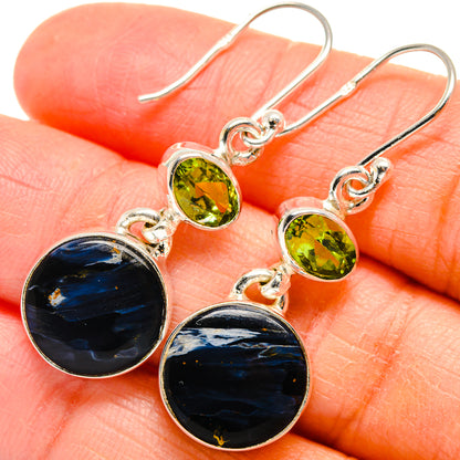 Pietersite, Peridot Earrings handcrafted by Ana Silver Co - EARR424681