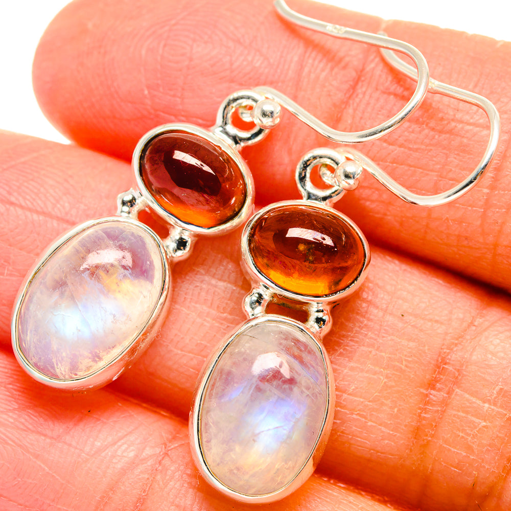 Rainbow Moonstone, Carnelian Earrings handcrafted by Ana Silver Co - EARR424685
