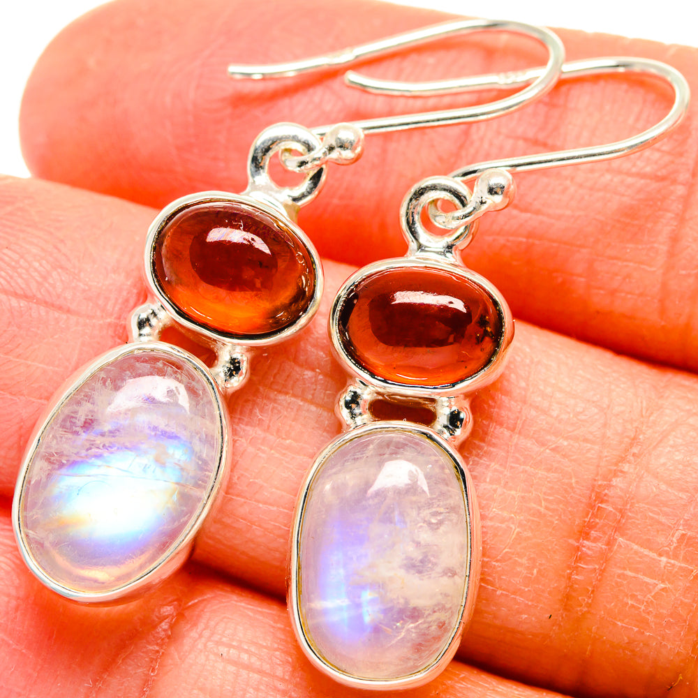 Rainbow Moonstone, Carnelian Earrings handcrafted by Ana Silver Co - EARR424688
