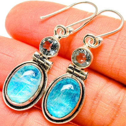 Rainbow Moonstone, Blue Topaz Earrings handcrafted by Ana Silver Co - EARR424690