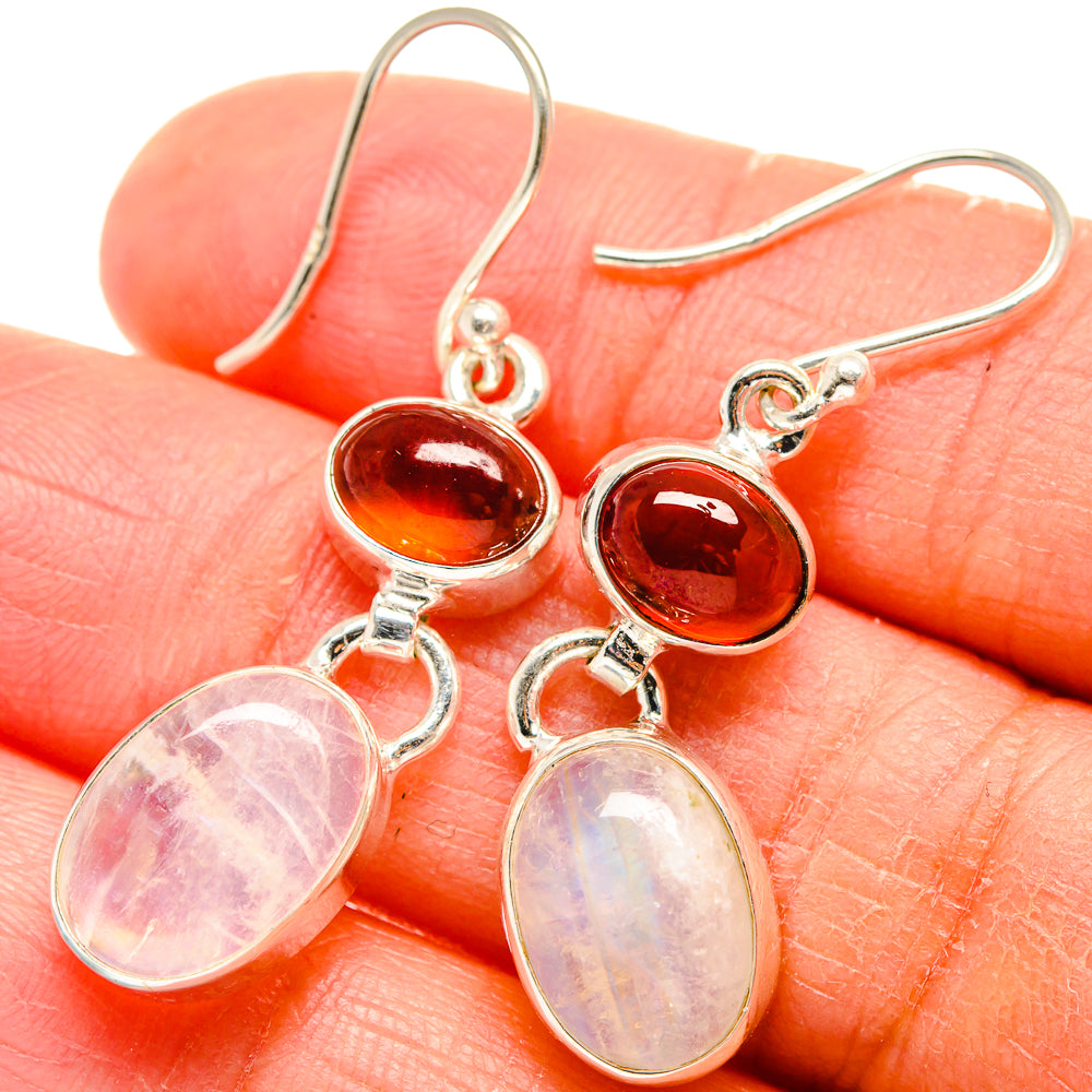 Rainbow Moonstone, Carnelian Earrings handcrafted by Ana Silver Co - EARR424691
