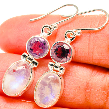 Rainbow Moonstone, Amethyst Earrings handcrafted by Ana Silver Co - EARR424693