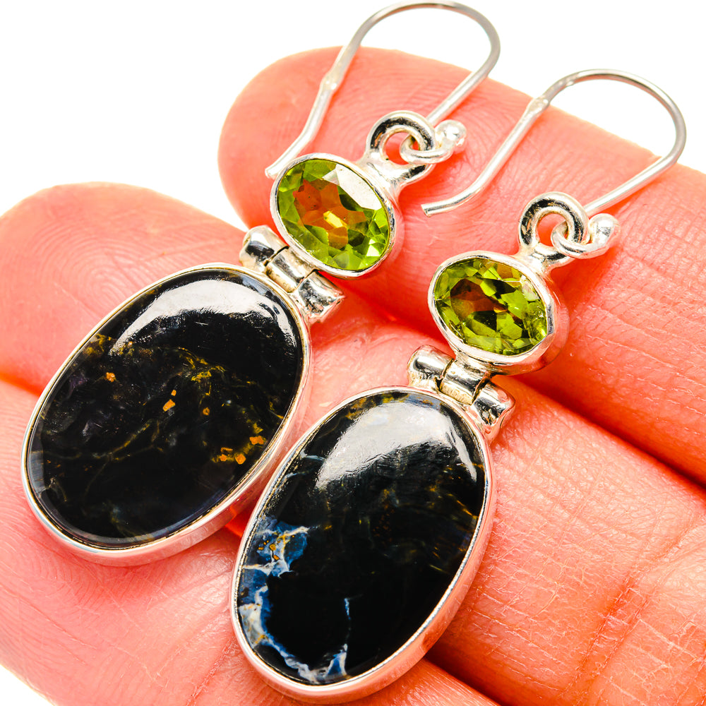Pietersite, Peridot Earrings handcrafted by Ana Silver Co - EARR424694