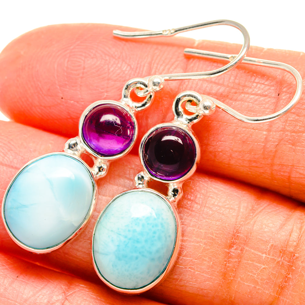 Larimar, Amethyst Earrings handcrafted by Ana Silver Co - EARR424698