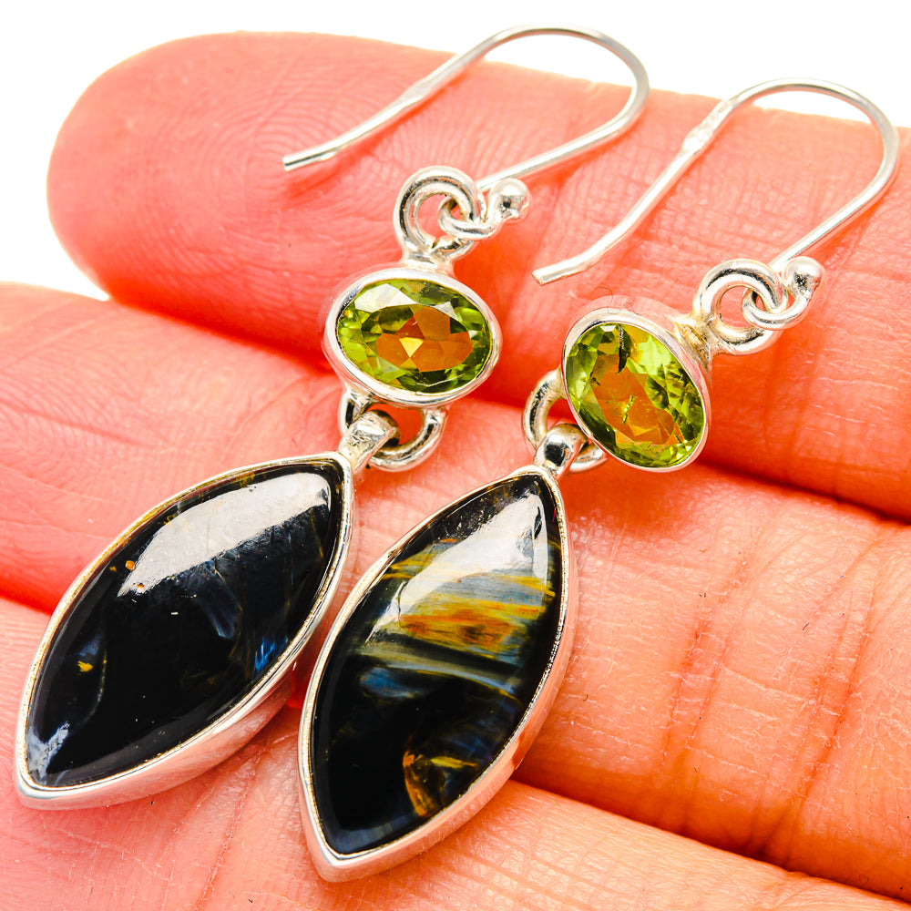 Pietersite, Peridot Earrings handcrafted by Ana Silver Co - EARR424706