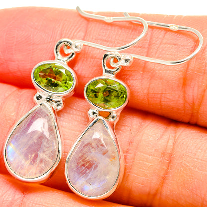Rainbow Moonstone, Peridot Earrings handcrafted by Ana Silver Co - EARR424711