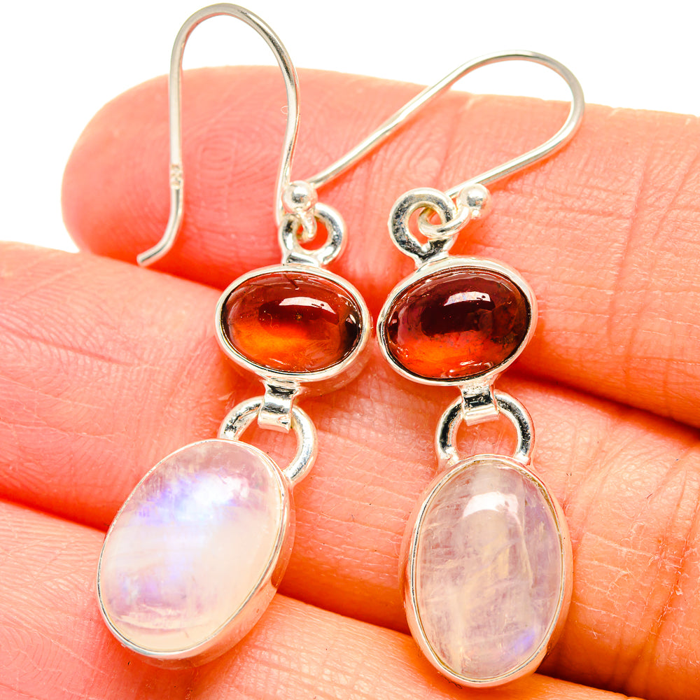 Rainbow Moonstone, Carnelian Earrings handcrafted by Ana Silver Co - EARR424713