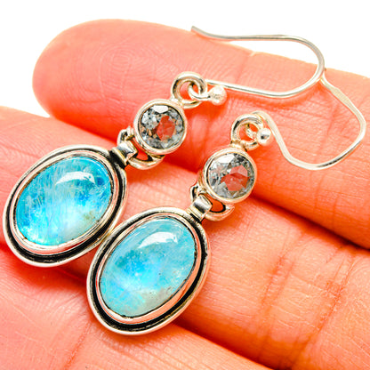 Rainbow Moonstone, Blue Topaz Earrings handcrafted by Ana Silver Co - EARR424715