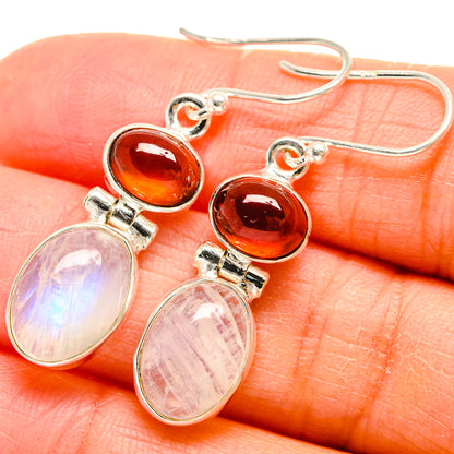 Rainbow Moonstone, Carnelian Earrings handcrafted by Ana Silver Co - EARR424716