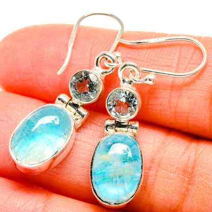 Rainbow Moonstone, Blue Topaz Earrings handcrafted by Ana Silver Co - EARR424719
