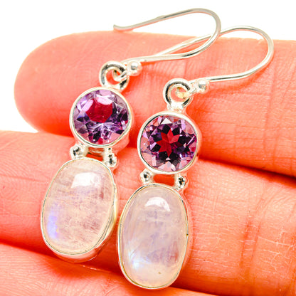 Rainbow Moonstone, Amethyst Earrings handcrafted by Ana Silver Co - EARR424720