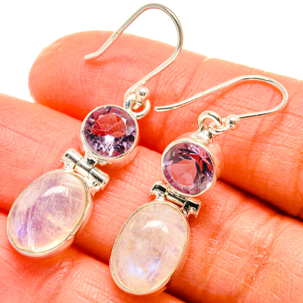 Rainbow Moonstone Earrings handcrafted by Ana Silver Co - EARR424724