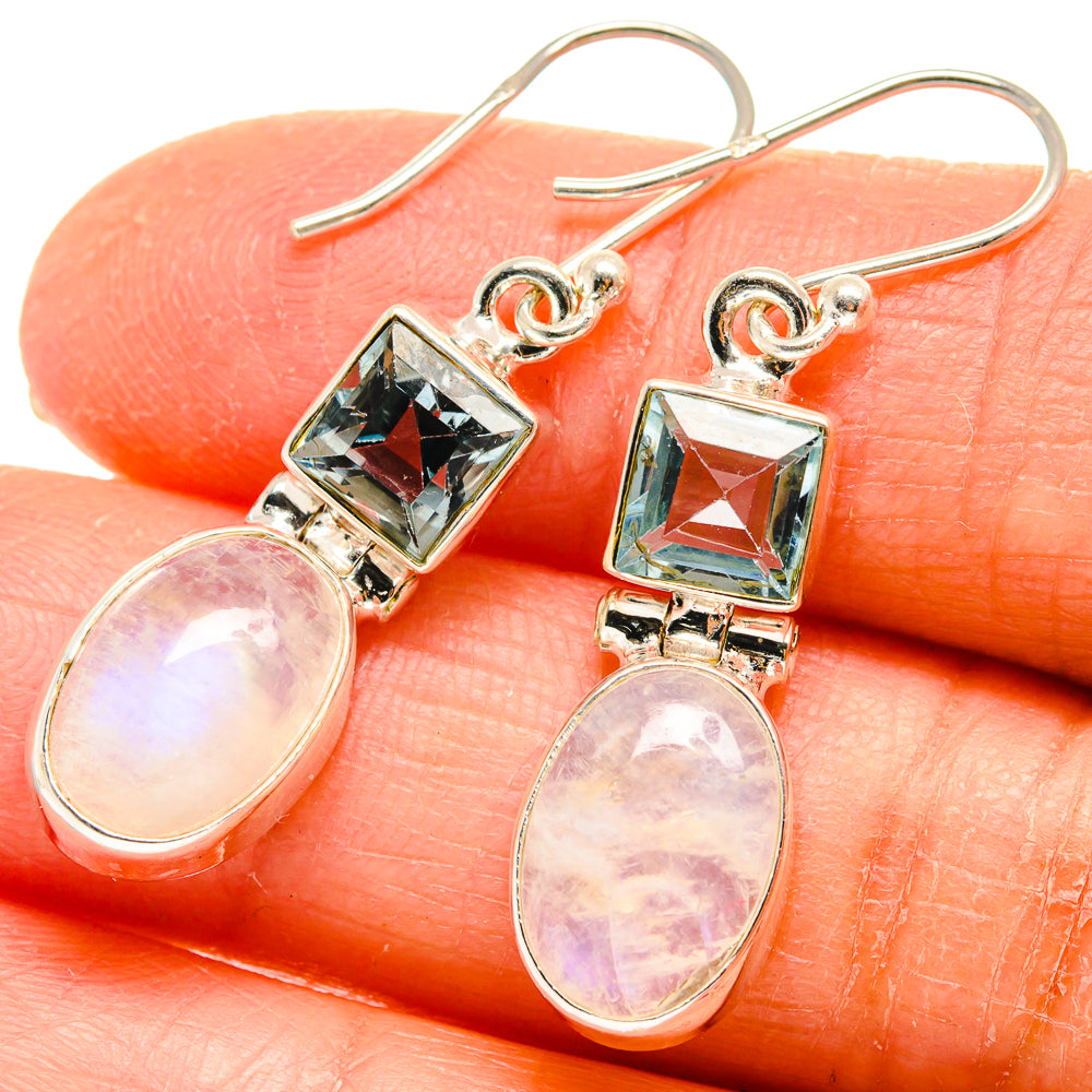 Rainbow Moonstone Earrings handcrafted by Ana Silver Co - EARR424728
