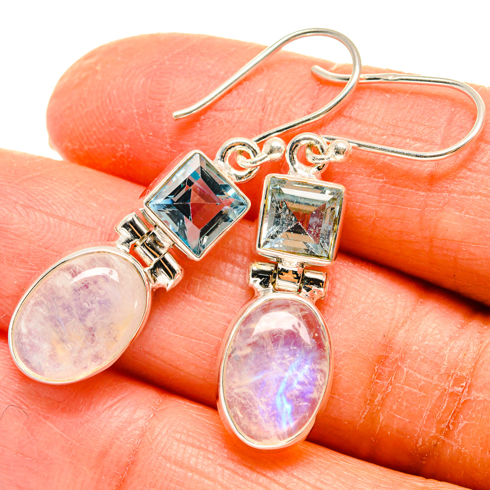 Rainbow Moonstone Earrings handcrafted by Ana Silver Co - EARR424734