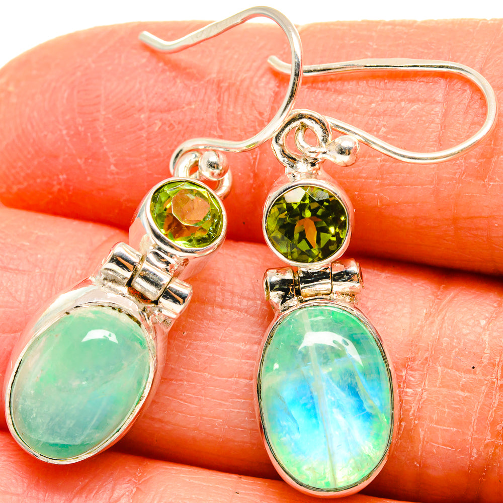 Green Moonstone Earrings handcrafted by Ana Silver Co - EARR424748