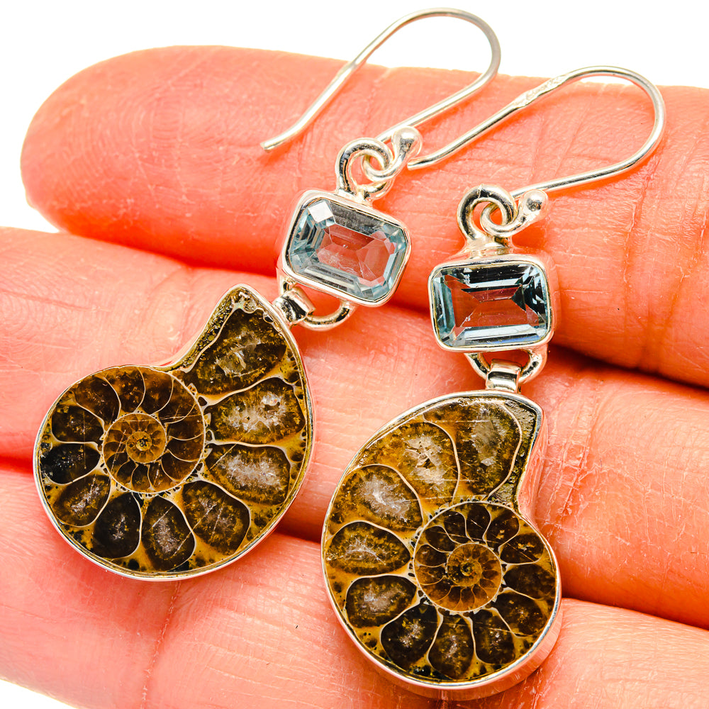 Ammonite Fossil Earrings handcrafted by Ana Silver Co - EARR424750