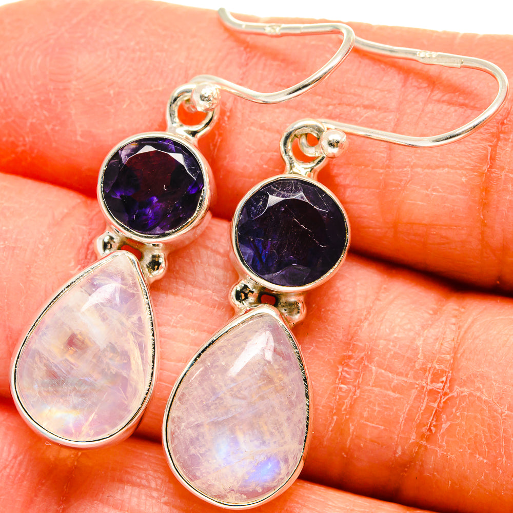 Rainbow Moonstone Earrings handcrafted by Ana Silver Co - EARR424753