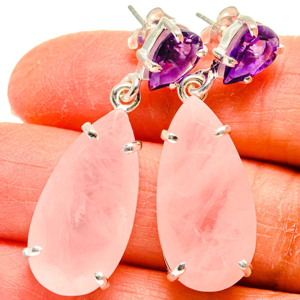 Rose Quartz Earrings handcrafted by Ana Silver Co - EARR424755
