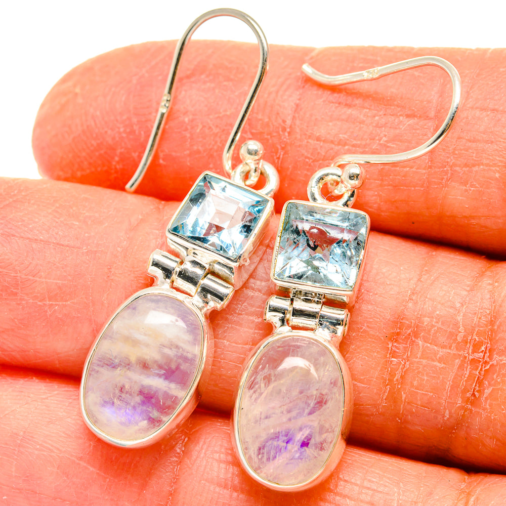 Rainbow Moonstone Earrings handcrafted by Ana Silver Co - EARR424759