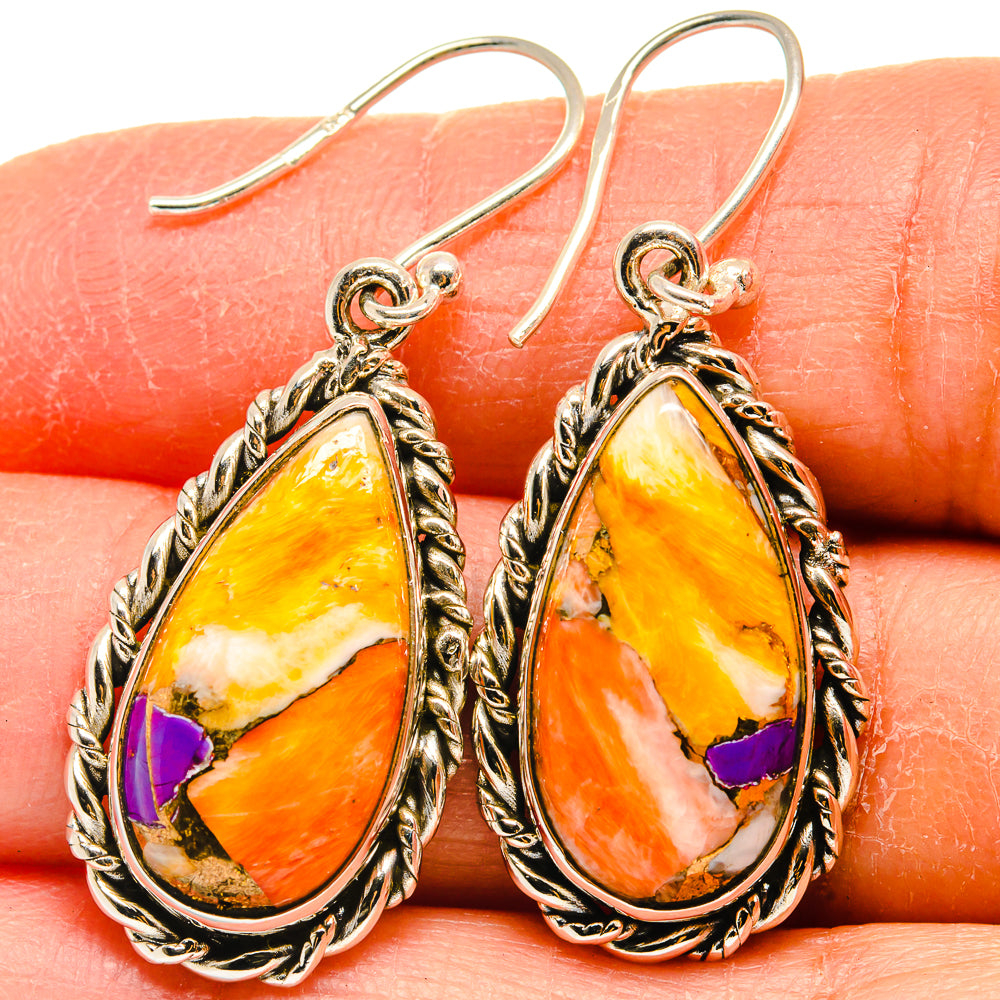 Spiny Oyster Turquoise Earrings handcrafted by Ana Silver Co - EARR424768
