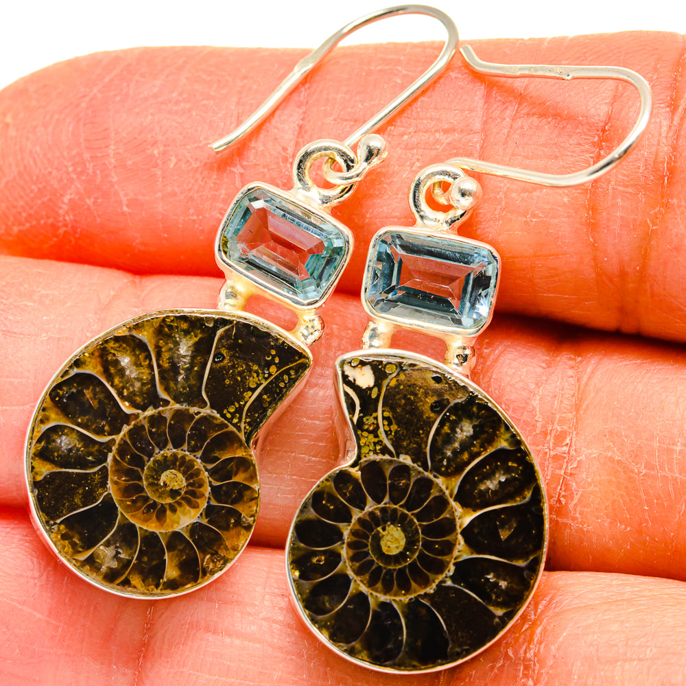 Ammonite Fossil Earrings handcrafted by Ana Silver Co - EARR424769